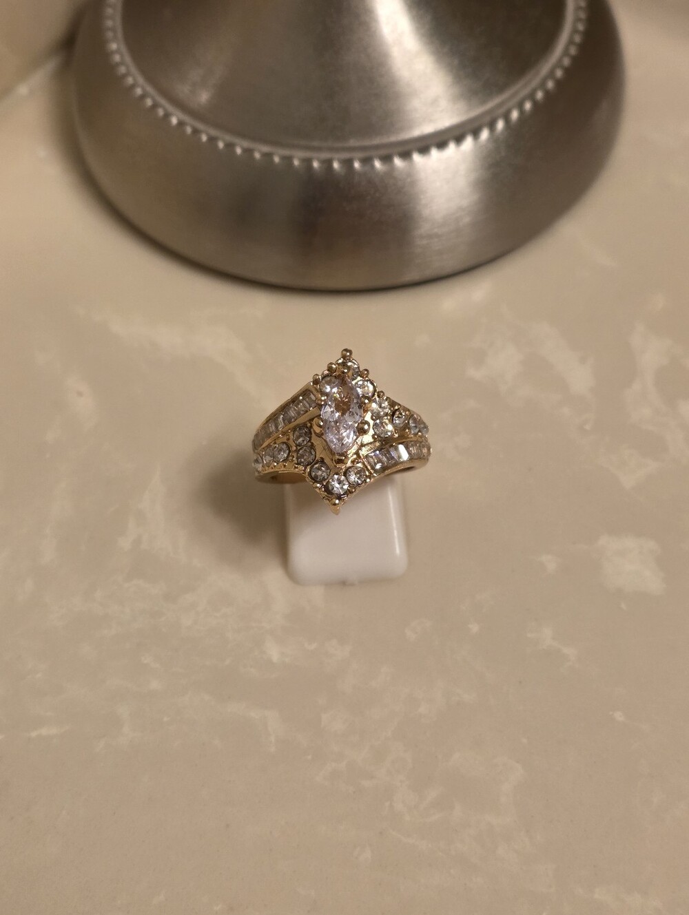 Gold and CZ Marquis Ring Size 9